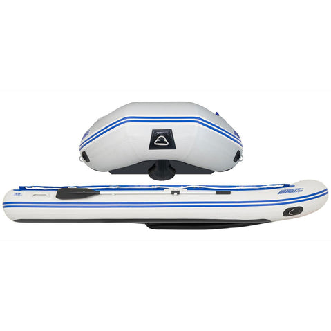 Sea Eagle 14' Sport Runabout Swivel Seat Canopy Drop Stitch Inflatable Raft Package side and front
