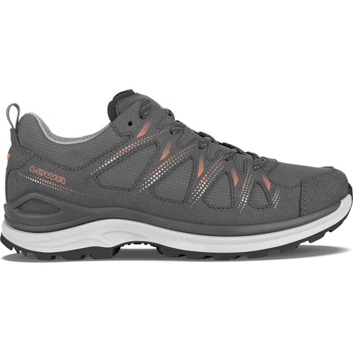 Lowa Women's Innox Evo II GTX Hiking Shoes in Asphalt/Salmon side view