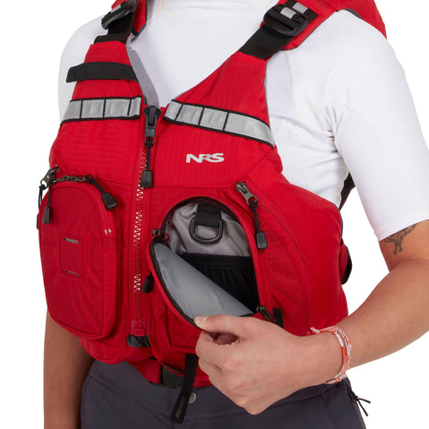 NRS Chinook OS Lifejacket (PFD) in Red model pocket