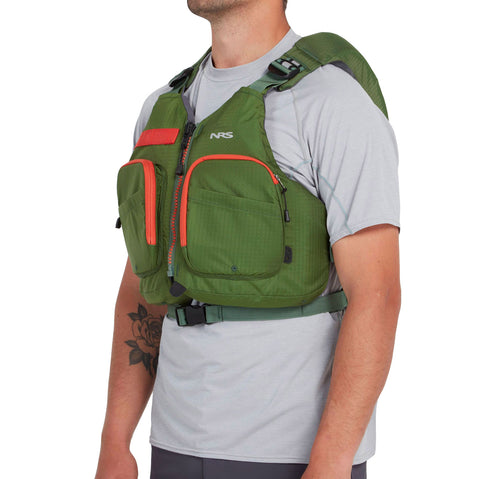 NRS Wrangler Lifejacket (PFD) in Forest model angel