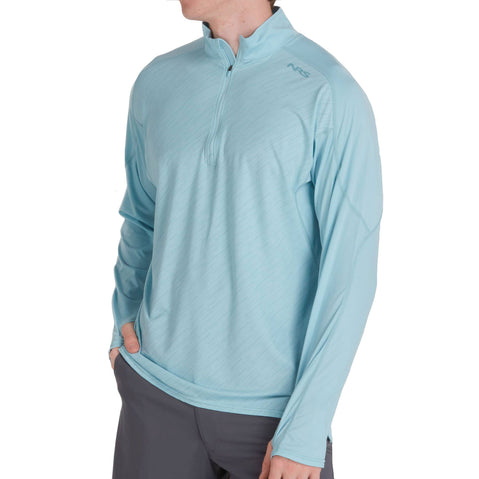NRS Men's Silkweight Baja Sun Shirt in Sea Angel model front