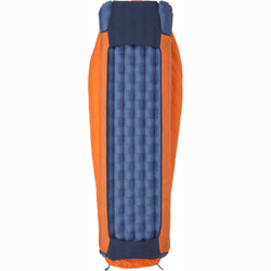 Big Agnes Lost Dog 15 Degree Synthetic Sleeping Bag in Orange/Navy bottom view showing sleeping pad