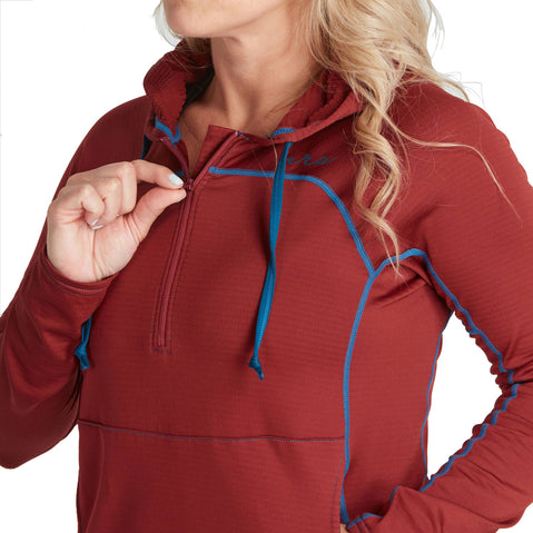 NRS Women's Lightweight Hoodie in Vino model zipper