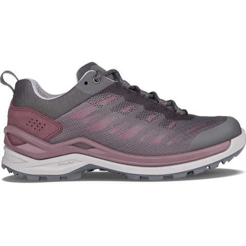 Lowa Women's Ferrox GTX Lo Hiking Boots in Anthracite/Brown Rose side view
