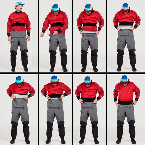 NRS Men's Recoil GORE-TEX Pro Dry Bibs in Gray model detail