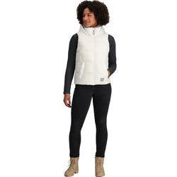 Outdoor Research Women's Coldfront Hooded Down Vest II in Snow model view full