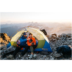 Marmot Tungsten 2 Person Backpacking Tent in Foliage/Dark Azure lifestyle