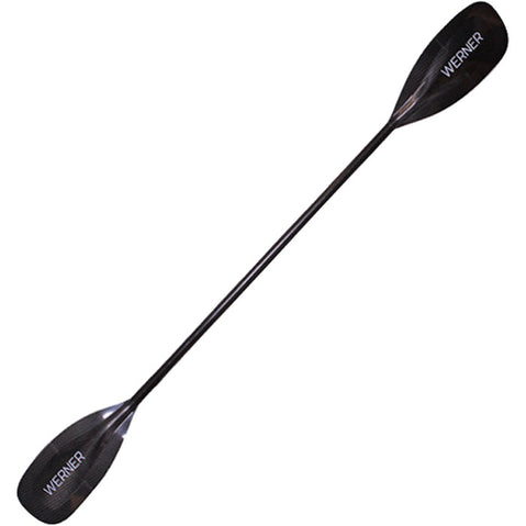 Werner Stealth Carbon Straight Shaft Whitewater Kayak Paddle Full View With Logo