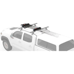 Yakima ReelDeal Rooftop Fishing Rod Carrier installed on a car angle