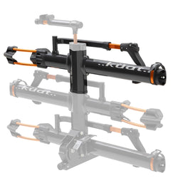Kuat NV 2.0 1 Bike Add-On Hitch Rack in Gray Metallic/Orange Anodize trays raised angle (grayed out)