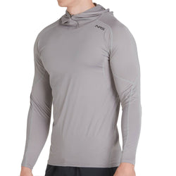 NRS Men's Breaker Rashguard Hoodie in Titanium model frontcrop