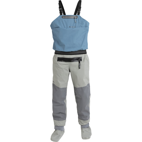 Kokatat Men's Hydrus Whirlpool Bibs w/ Relief Zipper & Socks in Storm Blue front