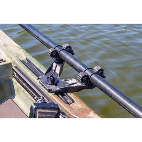 YakAttack DoubleHeader with Dual RotoGrip Paddle Holder installed on kayak