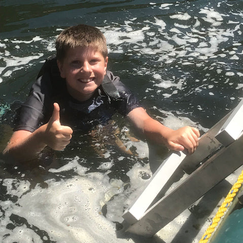 Downstream River Gear Raft Ladder in White in use