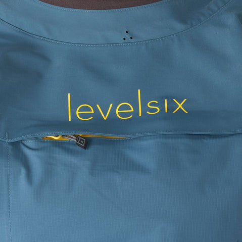 Level Six Women's Nova Dry Top in Crater Blue chest pocket