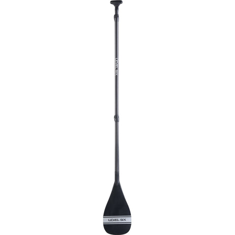 Level 6 3-Piece Carbon Adjustable SUP Paddle with Teardrop Blade in Silver full front