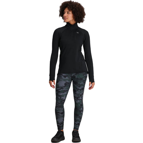 Outdoor Research Women's Vigor Grid Fleece Quarter Zip Shirt in Black model view full