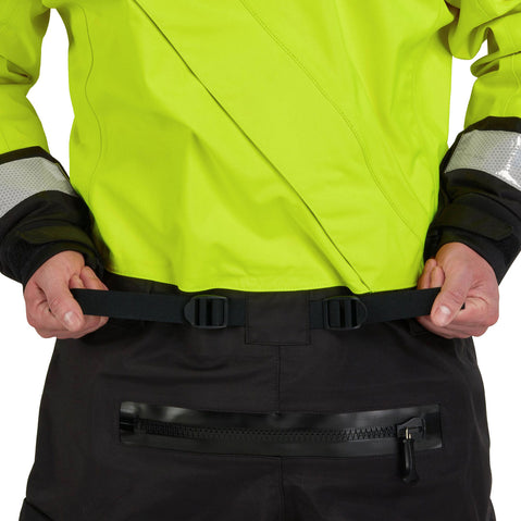 NRS Extreme SAR Dry Suit in Safety Yellow waist adjustments