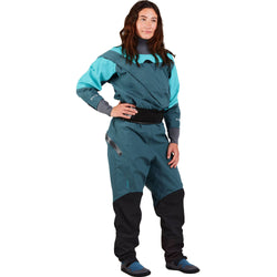 NRS Women's Axiom GORE-TEX Pro Dry Suit in Mediterranea/Aqua model front