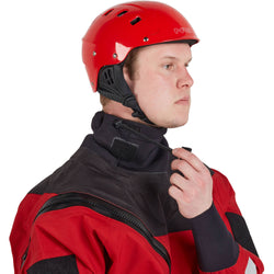 Reboxed NRS Ascent SAR Dry Suit in Red model neck closure