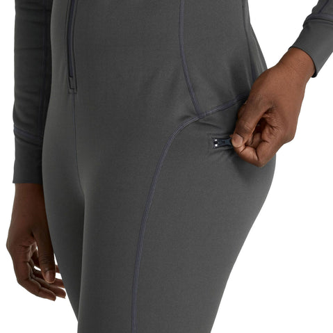 NRS Women's Expedition Weight Union Suit in Graphite model detail