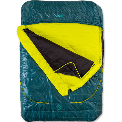 Nemo Jazz Double 30 Degree Synthetic Sleeping Bag in Lagoon/Lumen draft collar