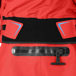 Level Six Men's Odin Dry Suit Molten Lava front relief zipper