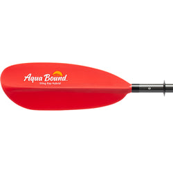 Aqua-Bound Sting Ray Hybrid Posi-Lok 4-Piece Kayak Paddle in Sunset Red left face blade