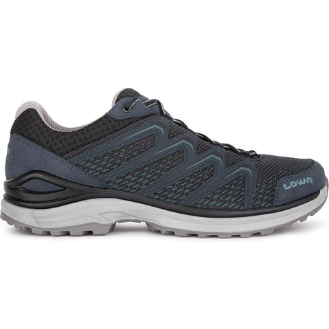 Lowa Men's Maddox Hiking Shoes in Steel/Blue side view