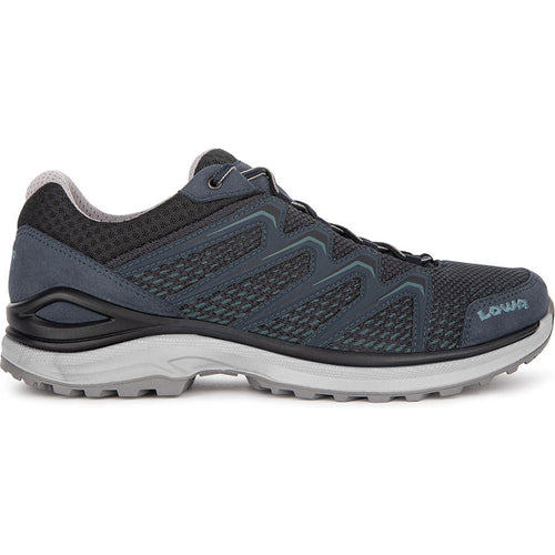 Lowa Men's Maddox Hiking Shoes in Steel/Blue side view