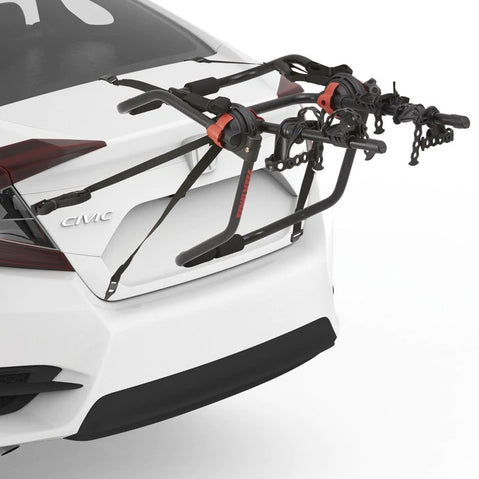 Yakima HangOut 3 Bike Trunk Rack installed on a car back