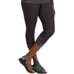 NRS Women's HydroSkin 0.5 Capris in Black/Graphite model frontcrop