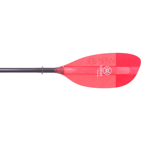 Werner Corryvreckan Fiberglass Straight Shaft Kayak Paddle in Translucent Red blade