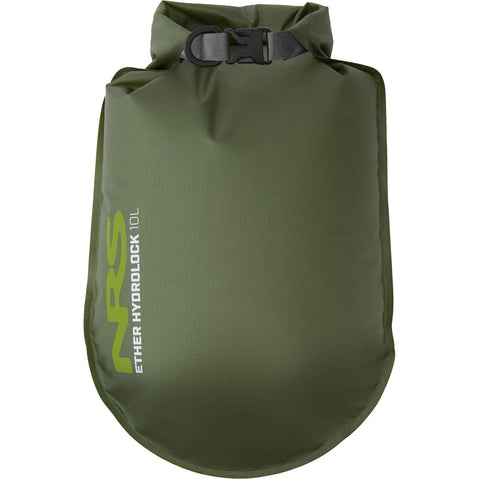 NRS Ether Hydrolock Dry Bag Forest Green 10 Liter Front With Logo