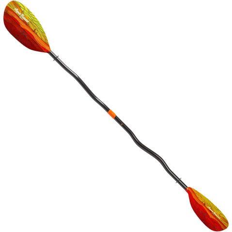 Aqua Bound Whiskey Fiberglass Bent Shaft 2-Piece Kayak Paddle in Fuego angle