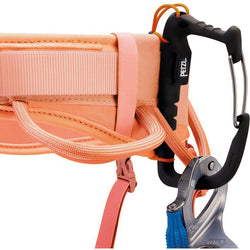 Petzl Women's Corax LT Climbing Harness in Coral Sand quickdraws