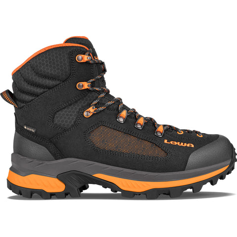 Lowa Men's Corvara GTX Mid Backpacking Boots in Black/Orange side view