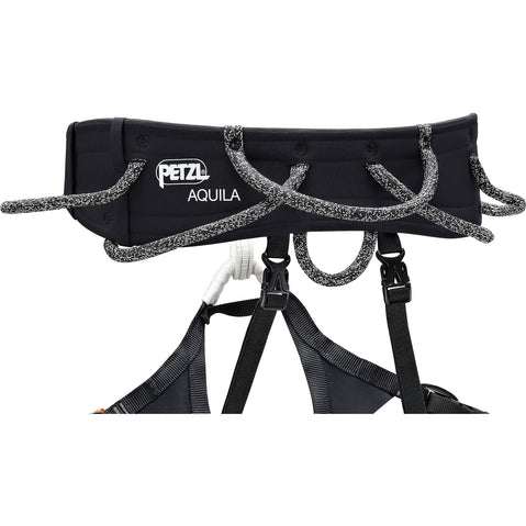 Petzl Aquila Rock Climbing Harness in Black back crop