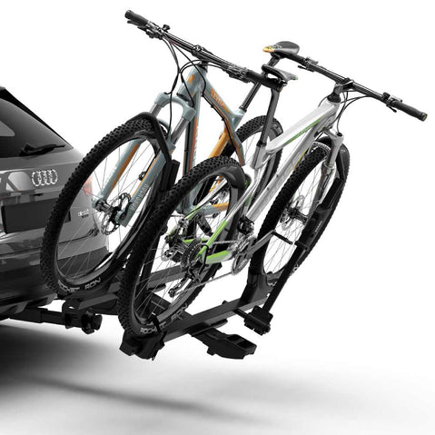 Thule T2 Pro X 2 Bike Hitch Rack in Black with bikes loaded side