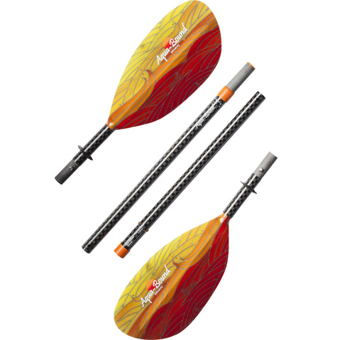 Aqua Bound Whiskey Fiberglass Straight Shaft 4-Piece Kayak Paddle in Fuego pieces