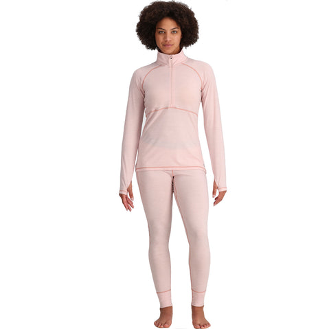 Outdoor Research Women's Alpine Onset Merino 150 Half Zip Shirt in Sienna Heather model view full