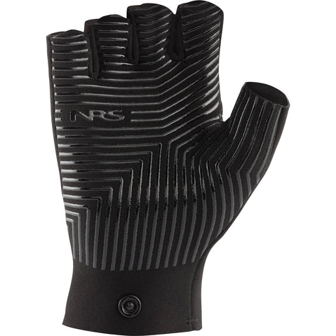 NRS Guide 1.5mm Neoprene Half-Finger Gloves in Black palm