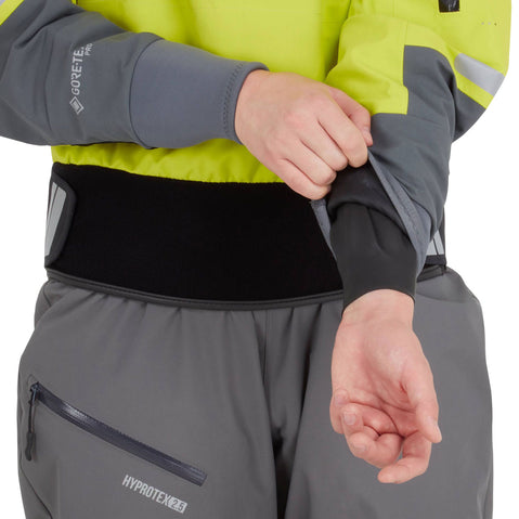 NRS Women's Element GORE-TEX Pro Semi-Dry Top in Chartreuse wrist gasket