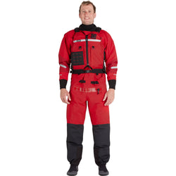 NRS Men's Foray Dry Suit in Red model frontPFD