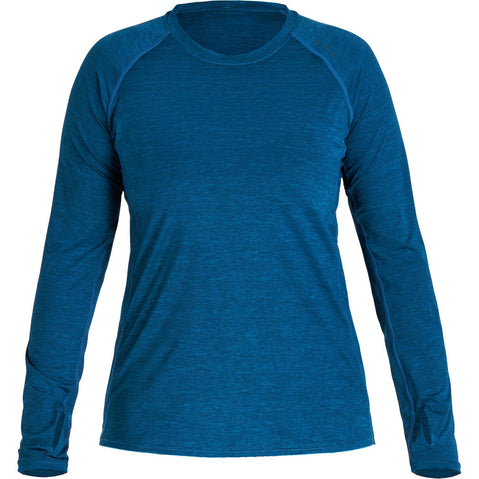 NRS Women's Silkweight Long Sleeve Shirt in Poseidon front