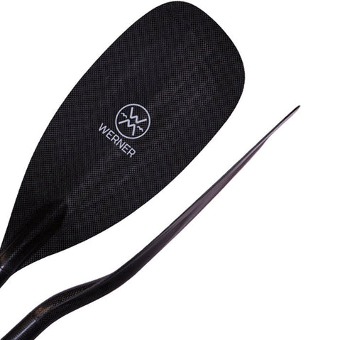 Werner Stealth Carbon Bent Shaft Whitewater Kayak Paddle Blade Front & Side View