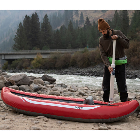 AIRE Tater Inflatable Kayak in Red pumping