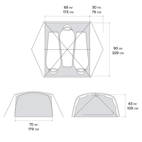 Mountain Hardwear Aspect 3 Person Camping Tent in Grey Ice diagram