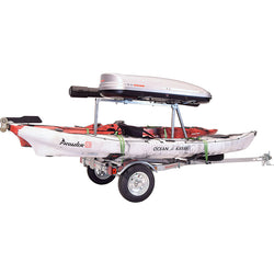 Malone MicroSport LowBed 2-Boat MegaWing Kayak Trailer Package with 2nd Tier with kayak loaded back