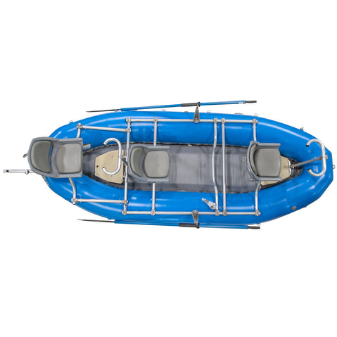 Outcast PAC 1400 Self-Bailing Raft in blue top view